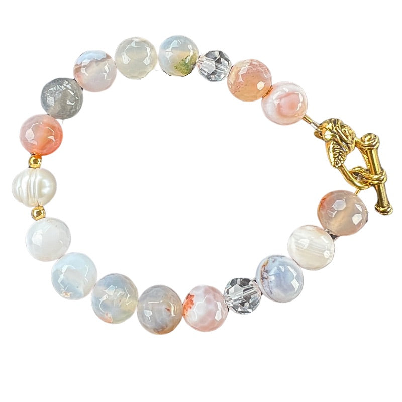 Pearl of Peace Fire Agate Bracelet by Goddaughters