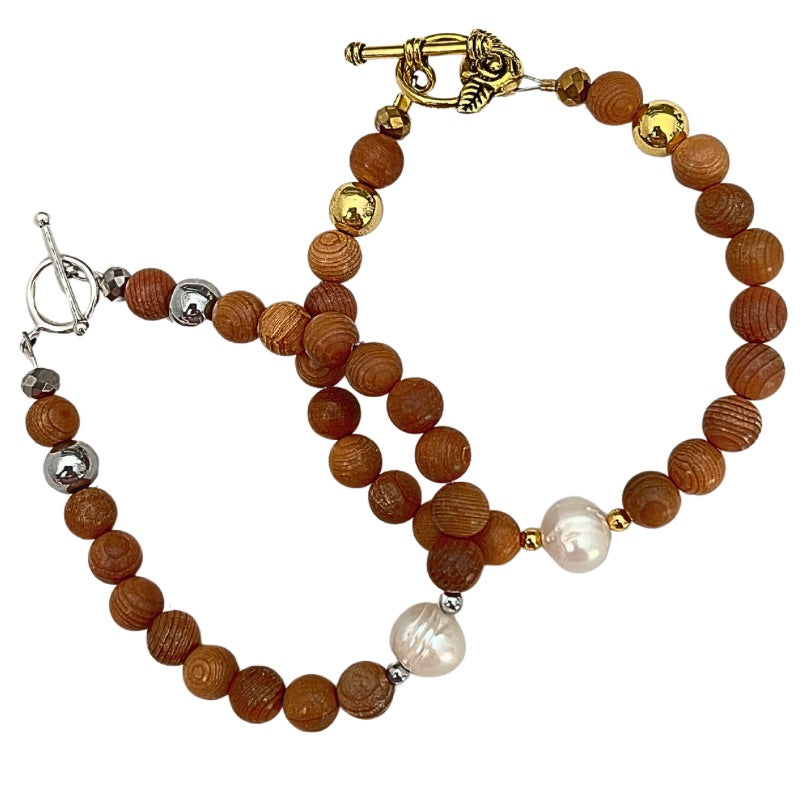 Pearl of Peace Wood Bracelet