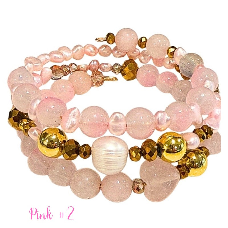 Rose Quartz Pearl for Peace Wrap Bracelet by Goddaughters