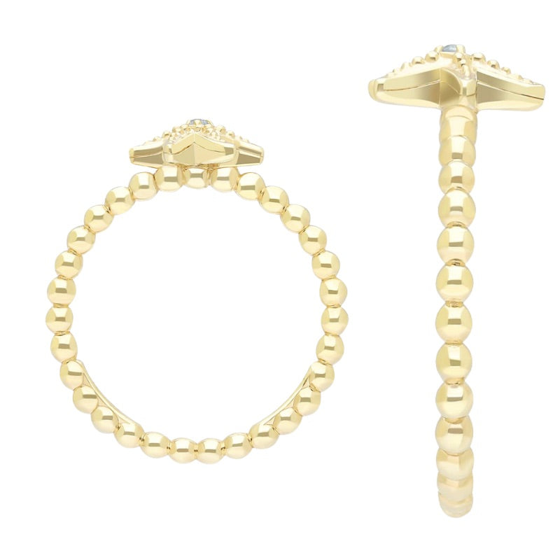 Side View Starfish Mini Blue Topaz Beaded Ring