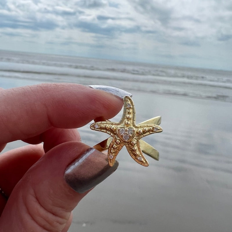 Starfish Gold Ring a symbol of hope by Goddaughters Wearable Art for the Soul