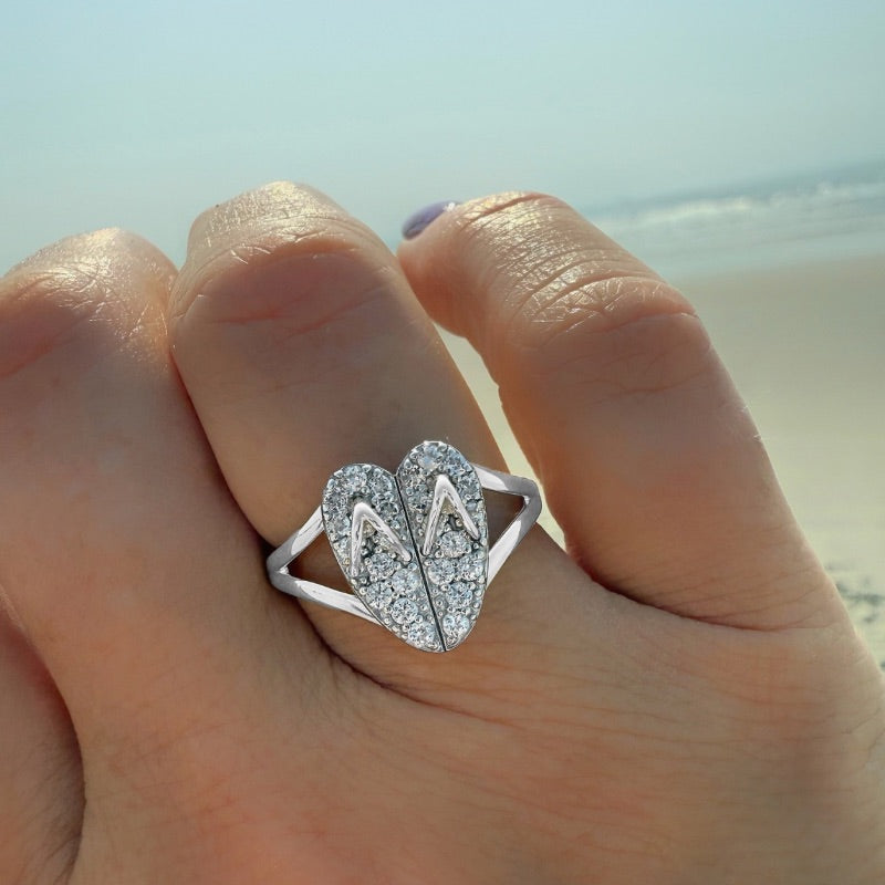 Sterling Silver Flip Flop Heart Ring by Goddaughters Wearable Art for the Soul