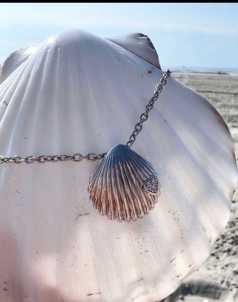 Sterling Silver Love Shell Necklace by Goddaughters