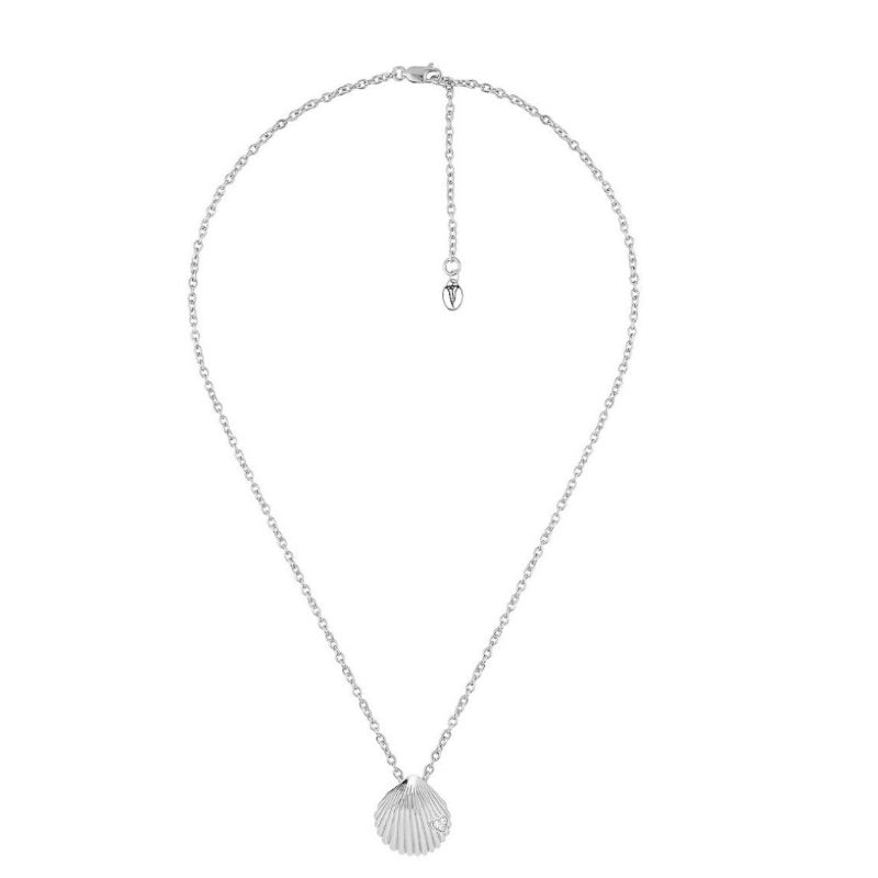 Sterling Silver Love Shell Necklace with white topaz heart by Goddaughters wearable Art for the Soul