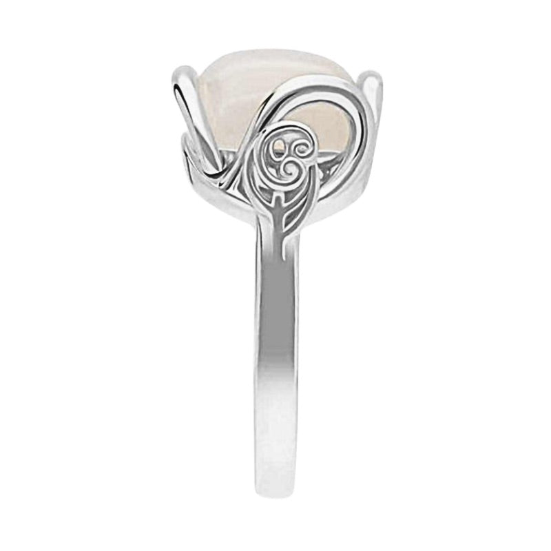 Sterling Silver Moonstone Gratitude Rose Ring by Goddaughters