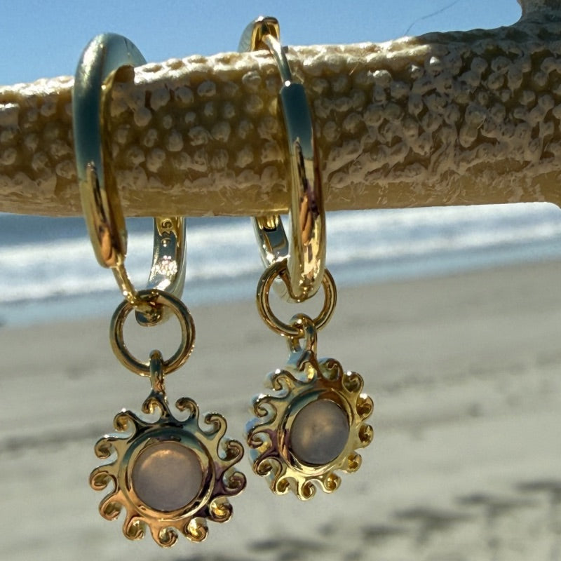 Sun Moonstone Huggies By Goddaughters