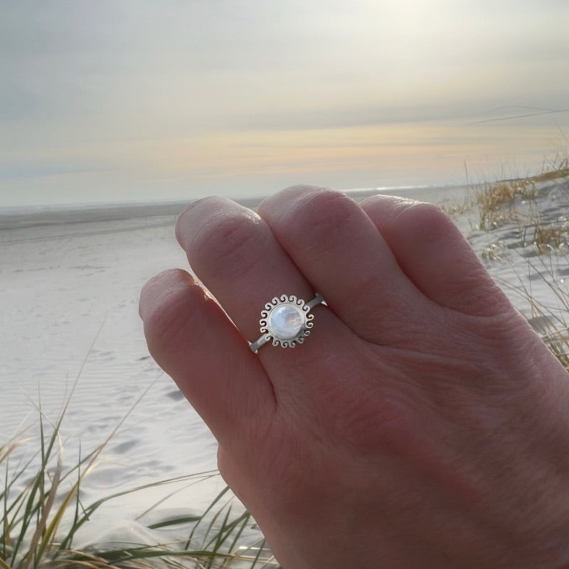 Sun Sterling Silver Moonstone Ring By Goddaughters