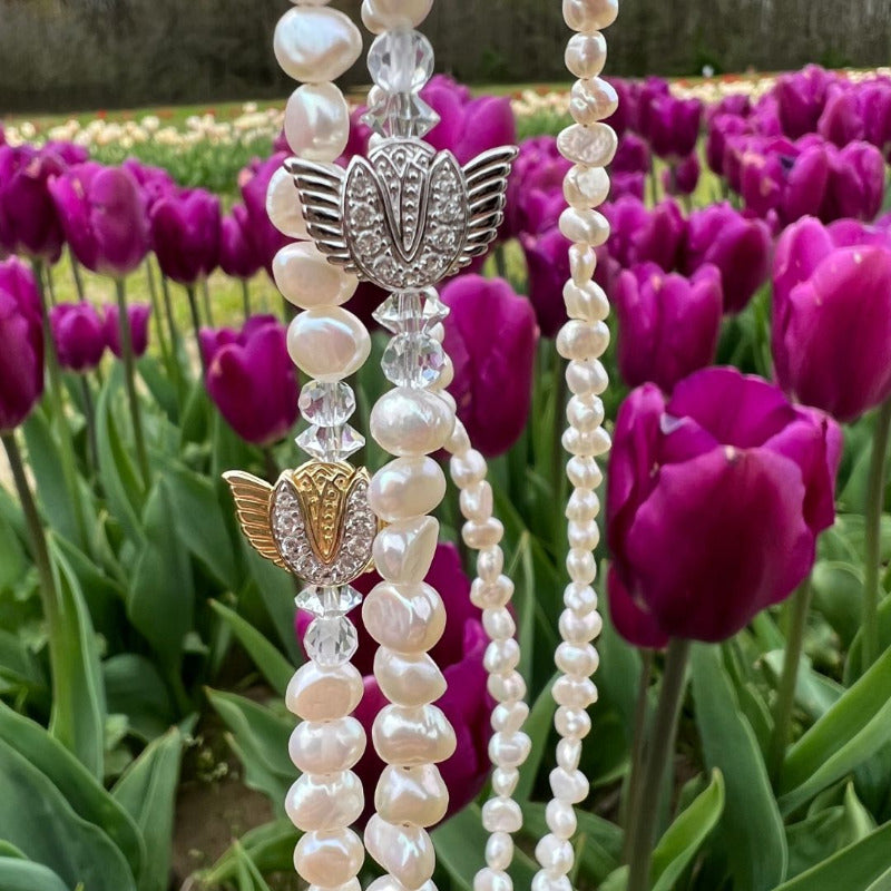 on my Shoulder Freshwater Pearl Necklace symbol of strength