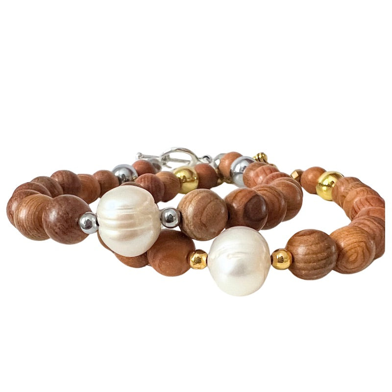 Pearl of Peace Wood Bracelet by Goddaughters