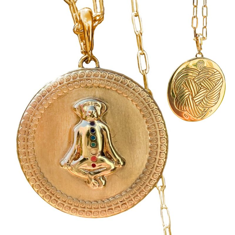 Zen Dog in Gold Back and Front by Goddaughters