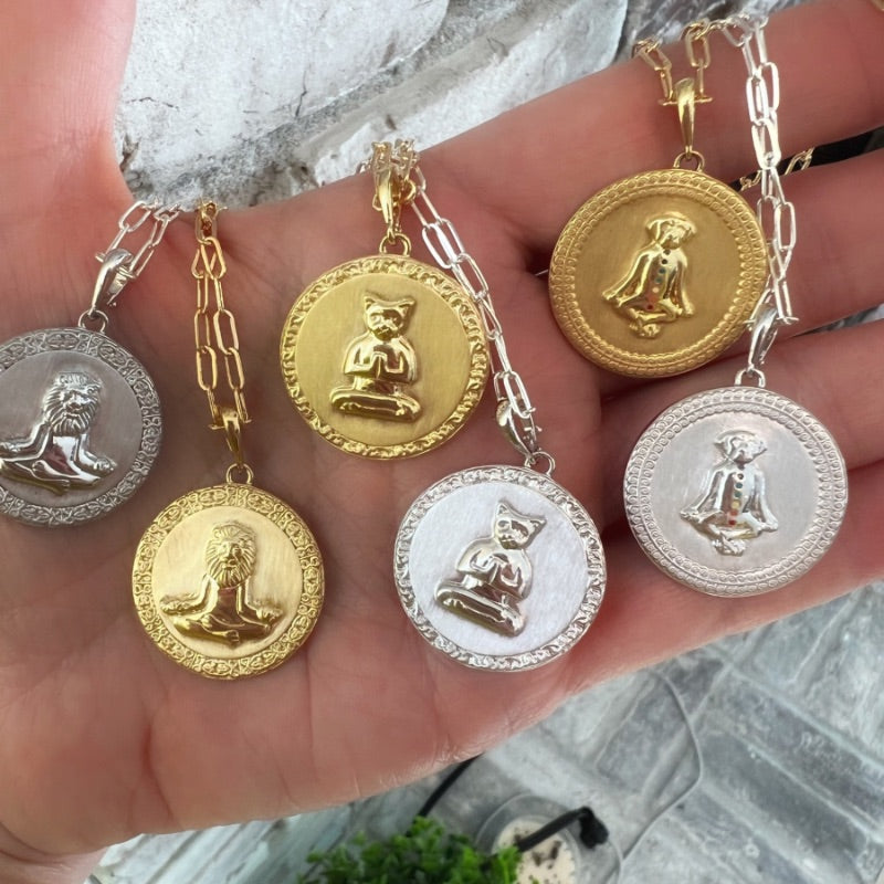 Zen Animals Meditating Necklace for the animal lover by Goddaughters