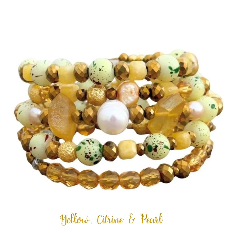 yellow Citrine Pearl for peace wrap bracelet by Goddaughters
