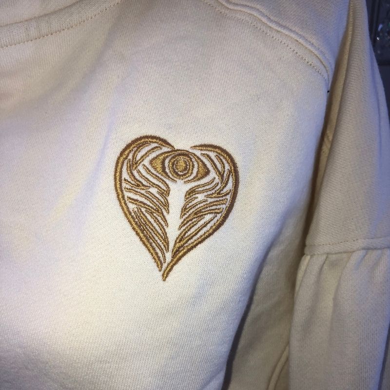 AngelEyes Heart Hoodie Sweatshirt by Goddaughters Wearable Art for the Soul embroidery