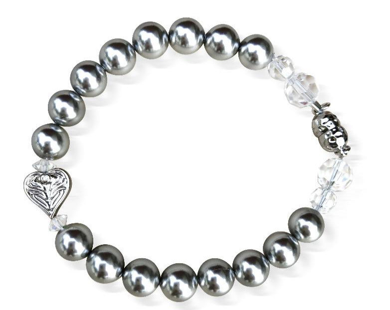 AngelEyes Heart Silver Pearl Protection Bracelet by Goddaughters Wearable Art for the Soul
