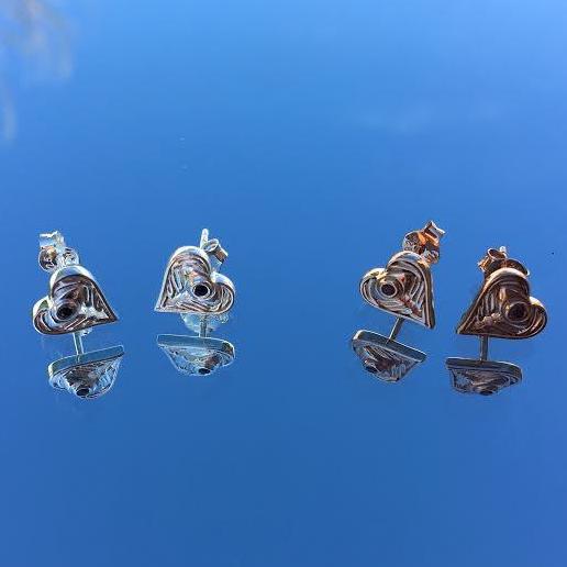 evil eye angelwing heart earrings