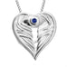 Sterling Silver with Sapphire AngelEyes Heart Necklace box chain