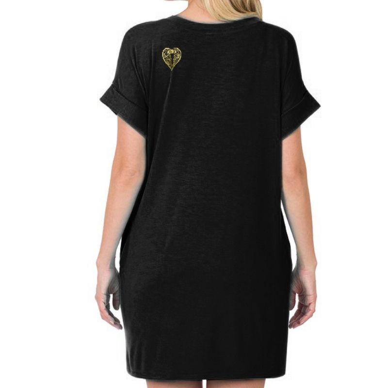 Angel on my Shoulder Black Tshirt Dress
