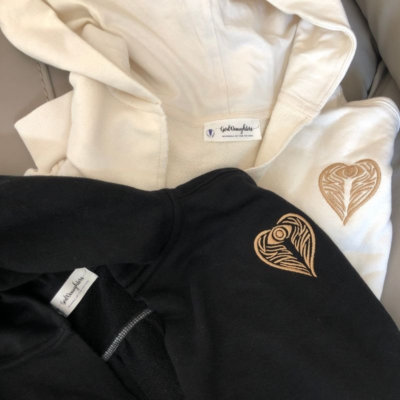 Angel on my shoulder hoodie by Goddaughters features the AngelEyes heart