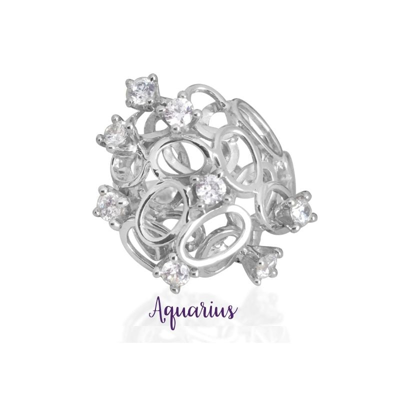 Aquarius Zodiac Universe Ring Horoscope Jewelry by Goddaughters