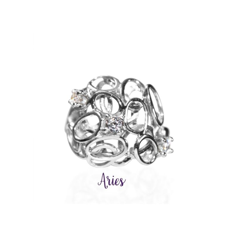 Aries Zodiac Universe Ring Horoscope Jewelry by Goddaughters