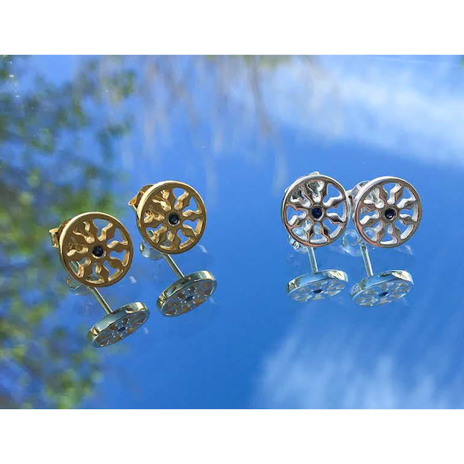 Path to Nirvana Buddha inspired Jewelry Dharma Wheel Earrings