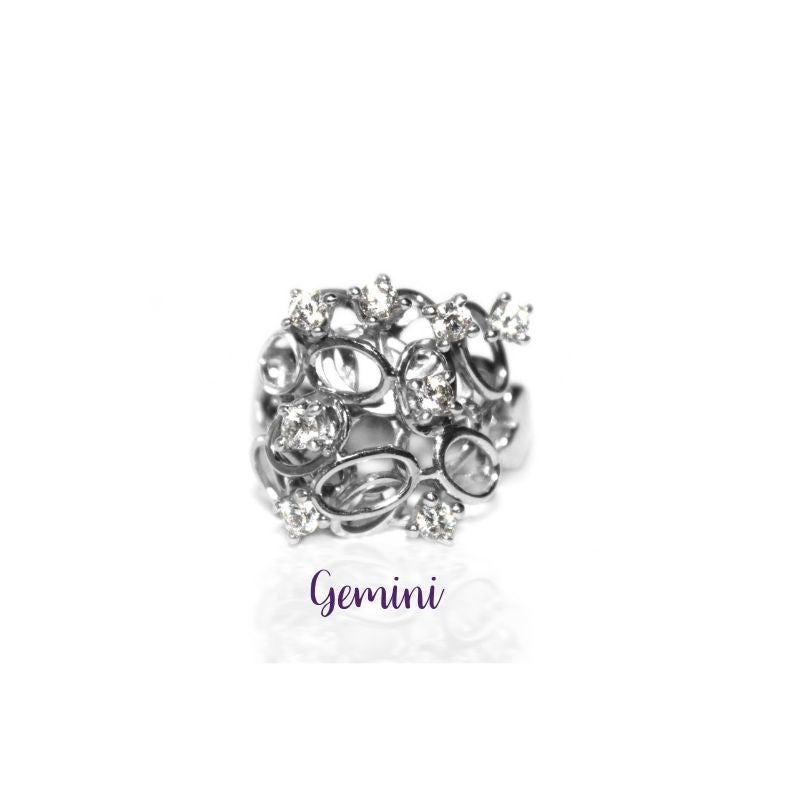 Gemini Zodiac Universe Ring Horoscope Jewelry by Goddaughters