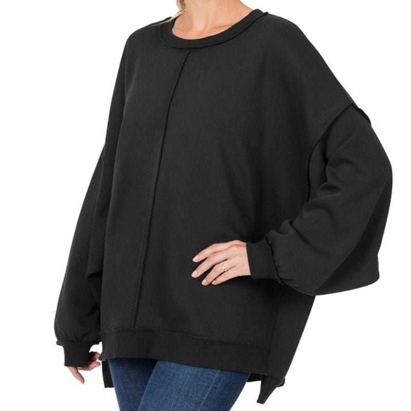 AngelEyes Heart Black Oversized Sweatshirt & Angel on my Shoulder Necklace Bundle