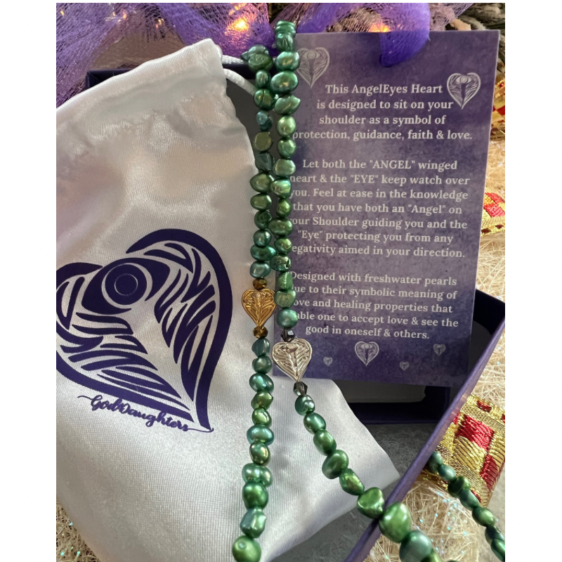 Green Freshwater Pearl Angel on my Shoulder Necklace