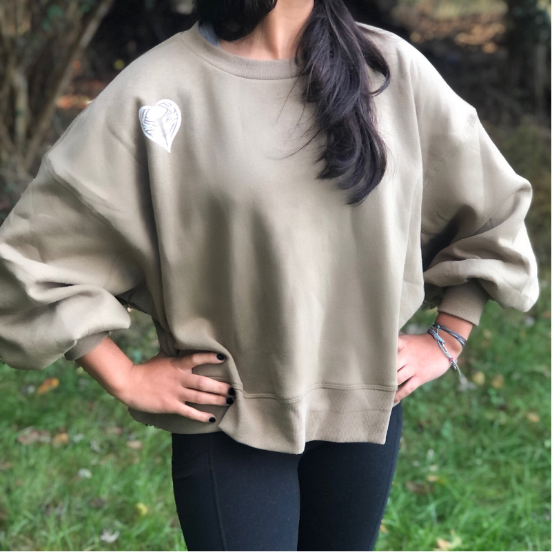 Angel on My Shoulder Balloon Sleeve Plum EmbroideredSweatshirt