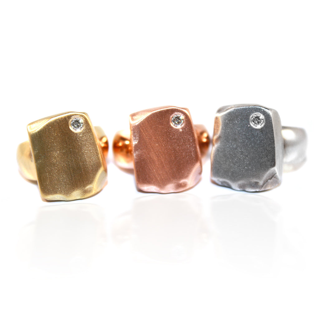 Odin Ring Rose Gold Yellow Gold and Sterling Silver with Rhodium with Diamond