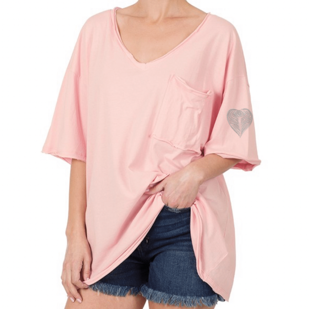 Pink AngelEyesHeart on my Shoulder Boyfriend Tshirt by Goddaughters