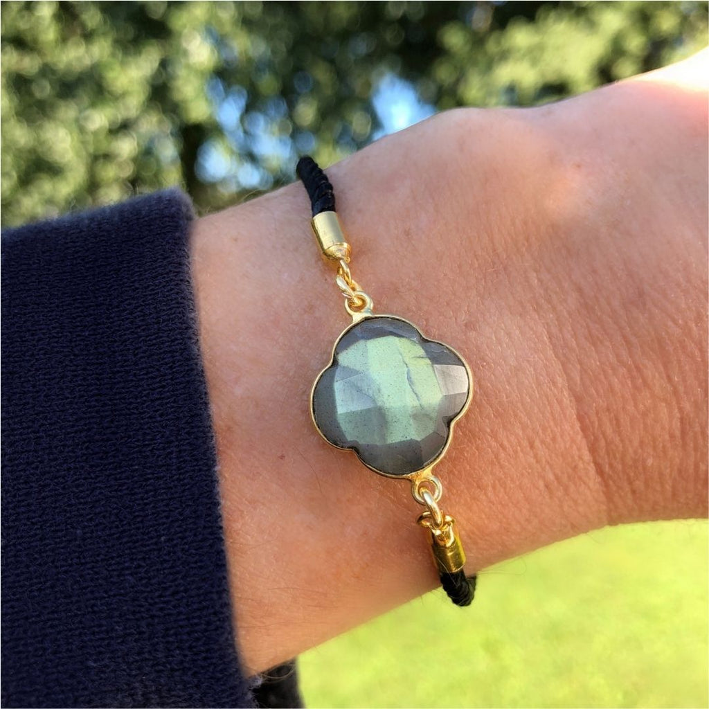 TREE OF LIFE Labradorite BRACELET GOLD CLOVER GODDAUGHTERS WEARABLE ART OF THE SOUL