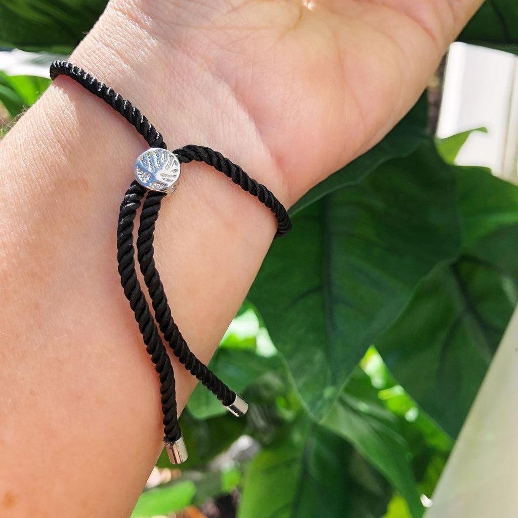 Tree of life cord bracelet silver finish
