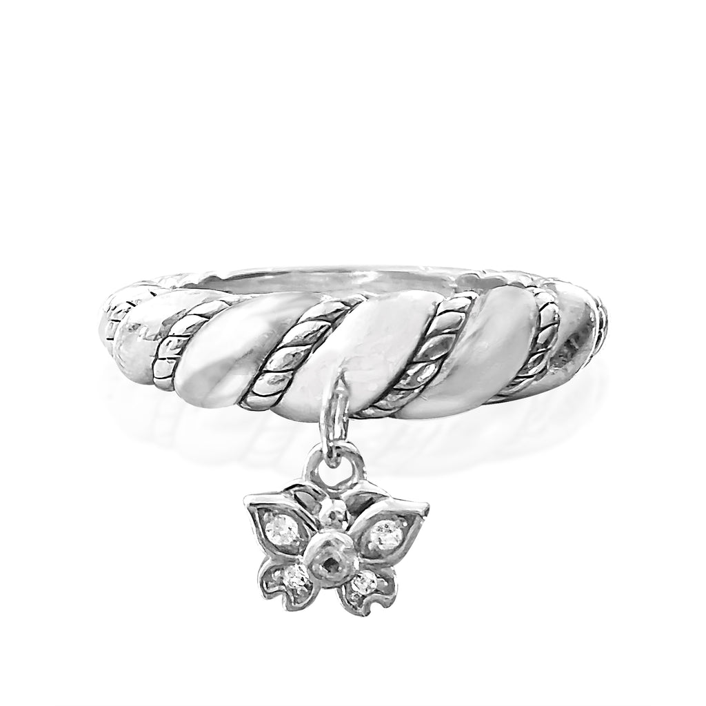 Goddaughters Butterfly Charm Rope Ring