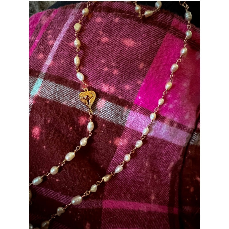 Rose Gold Angeleyes Heart Freshwater Pearl Necklace