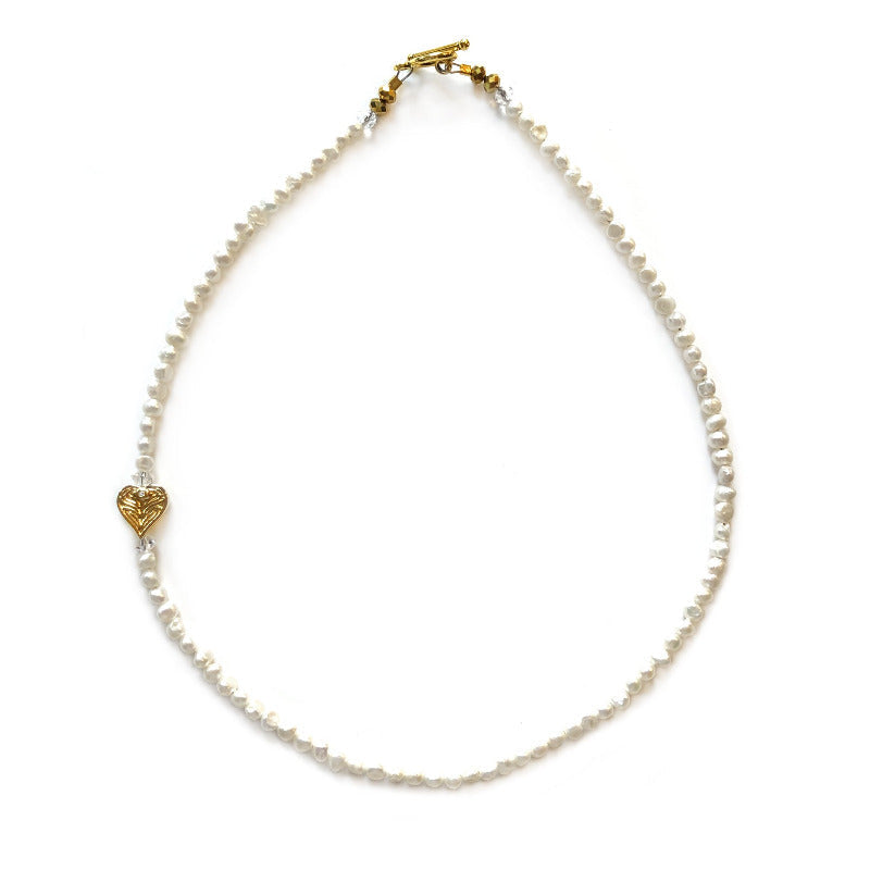 AngelEyes Heart in My Shoulder 3mm Fresh Water Pearl Nevklace by Goddaughters