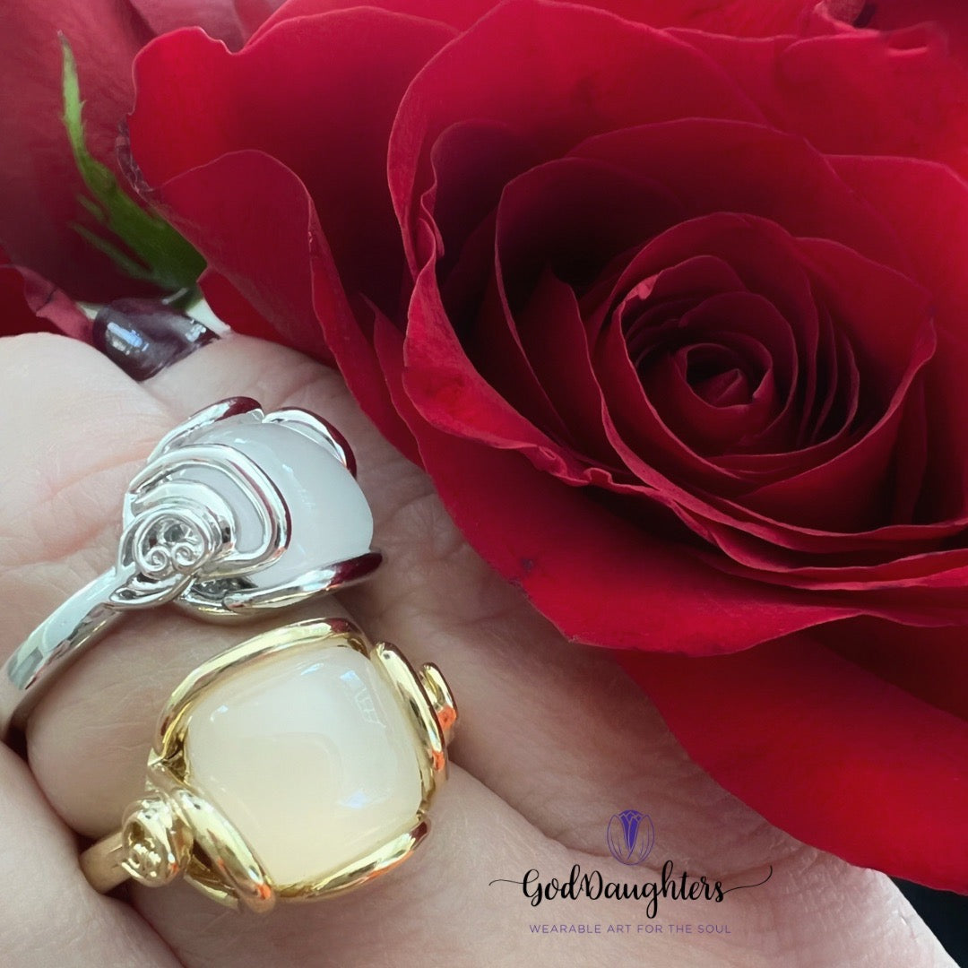 Gratitude Rose Moonstone Ring by Goddaughters at QVC.com