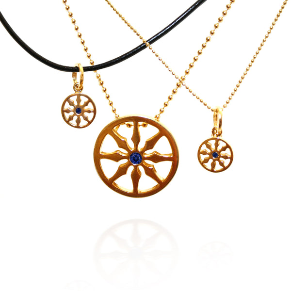 Dharma Wheel Necklace by Goddaughters Wearable Art for the Soul