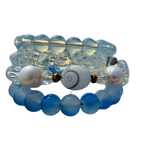 Light Blue Shiva Shell Wrap Bracelet