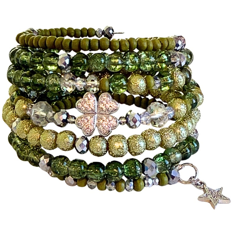 Lucky Clover Green Wrap Bracelet