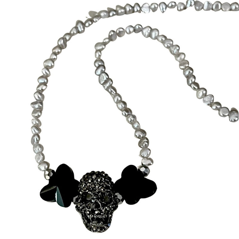 Skull Butterfly Pearl Necklace 