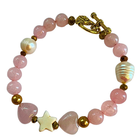 Rose Quartz White Howlite Star Bracelet