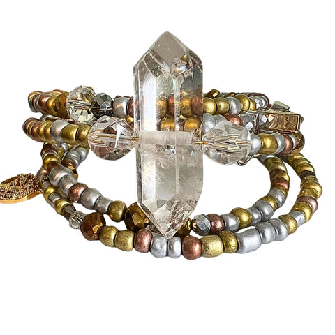 Dream Affirmation Clear Quartz Crystal Wrap Bracelet