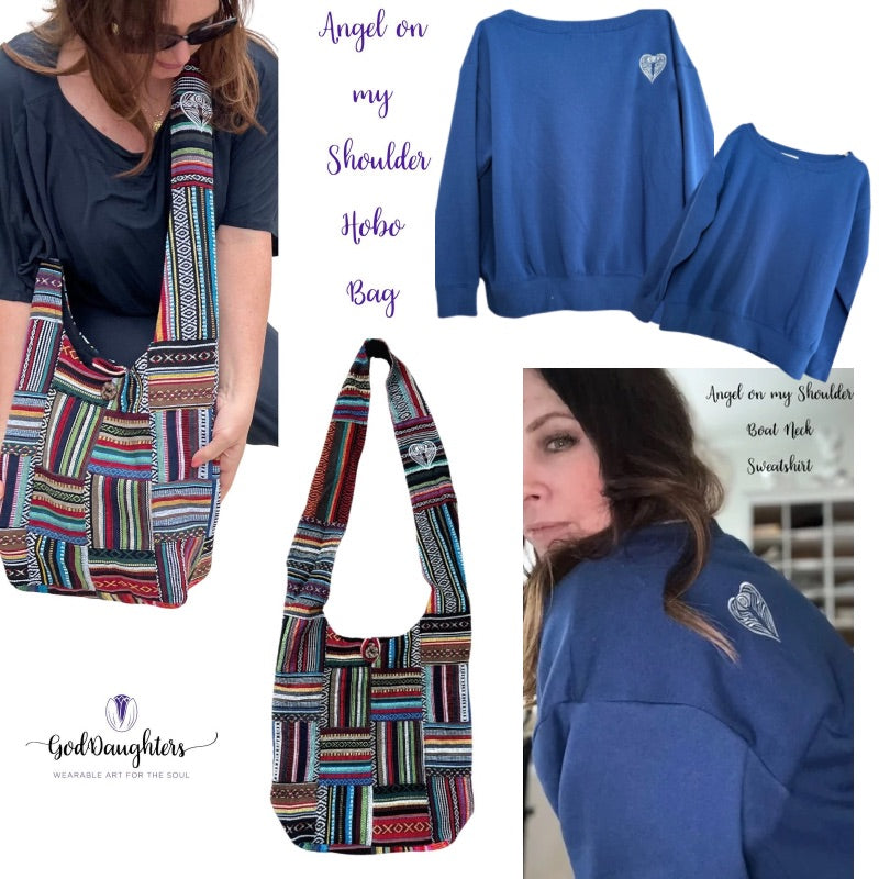 Angel on my Shoulder hobo bag sweatshirt Good Vibes Bundle