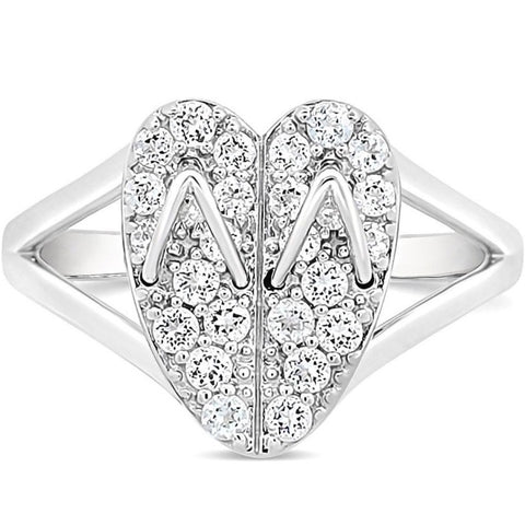 Flip Flop Heart Sterling Silver Ring by Goddaughters 