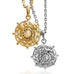 Goddaughters Goddess Scroll Dharma Wheel Necklace In both Sterling Silver and Gold 