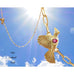 Goddaughters Gold Male Cardinal Angel on the Shoulder Necklace with Garnet 