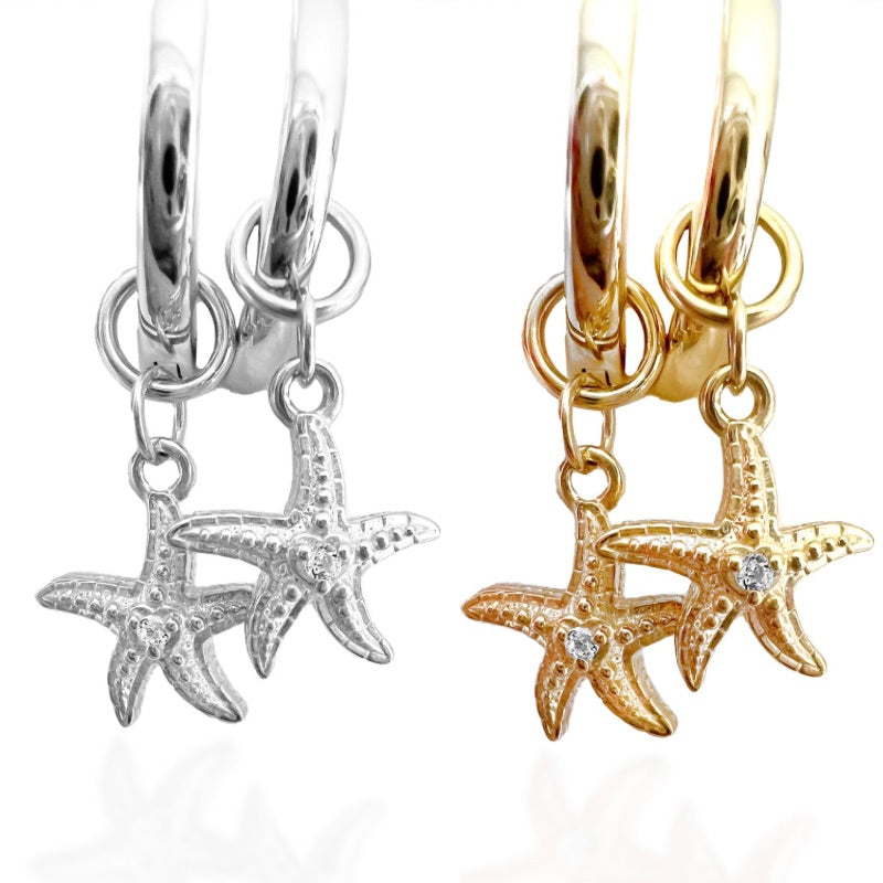Goddaughters Hope Starfish Charm Huggie Earrings 