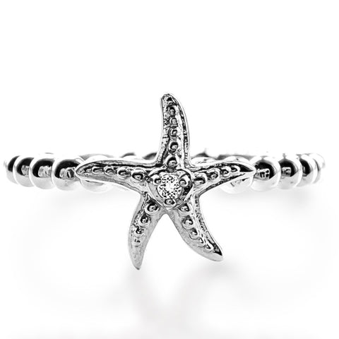 Goddaughters Mini Starfish Beaded Band Ring