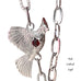 Goddaughters Sterling Silver Male Cardinal Angel on my Shoulder with Garnet Necklace 